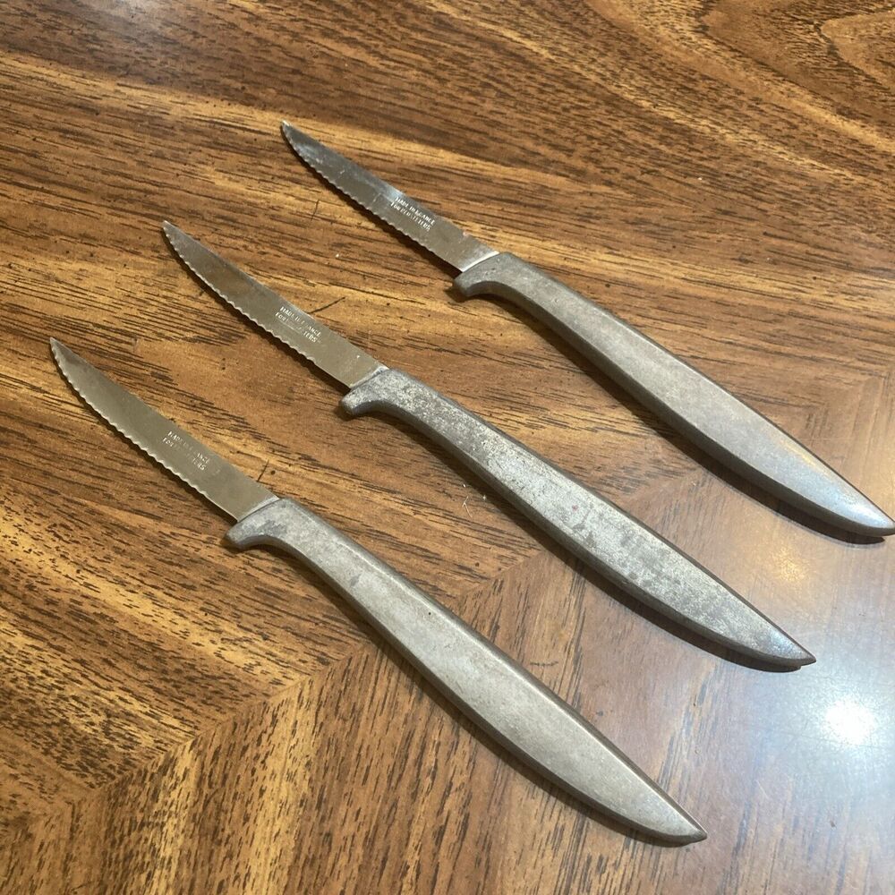 Neusteters Steak Knives Lot 3 Stainless Steel Made In France MCM Unique